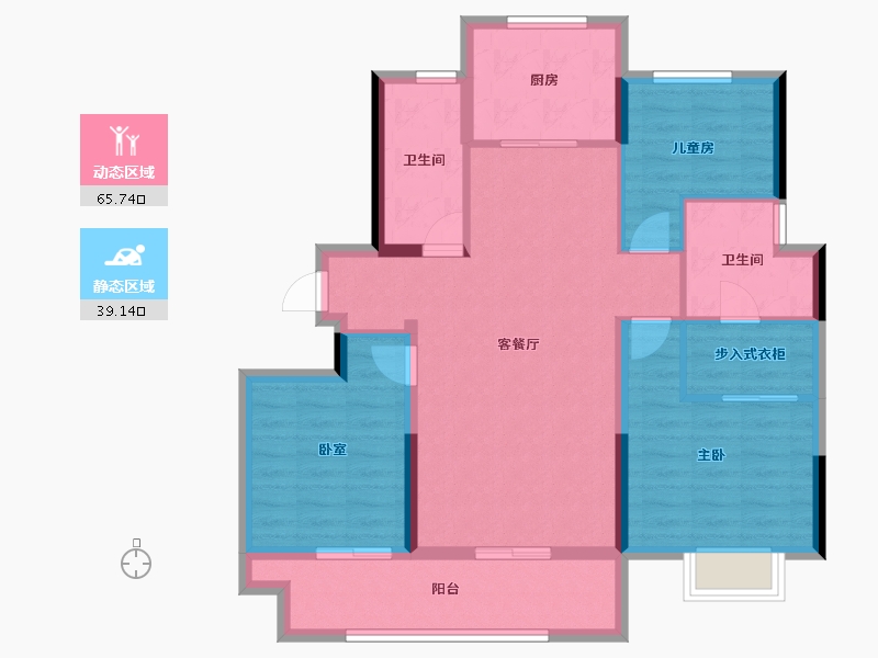 山东省-泰安市-天物蓝城·桂语湖畔-93.81-户型库-动静分区