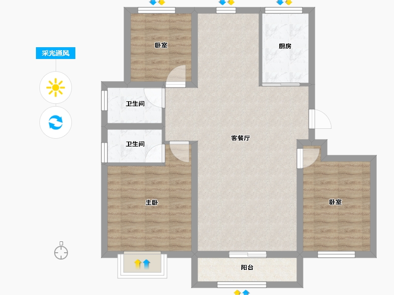 河北省-唐山市-大悦天玺-83.02-户型库-采光通风