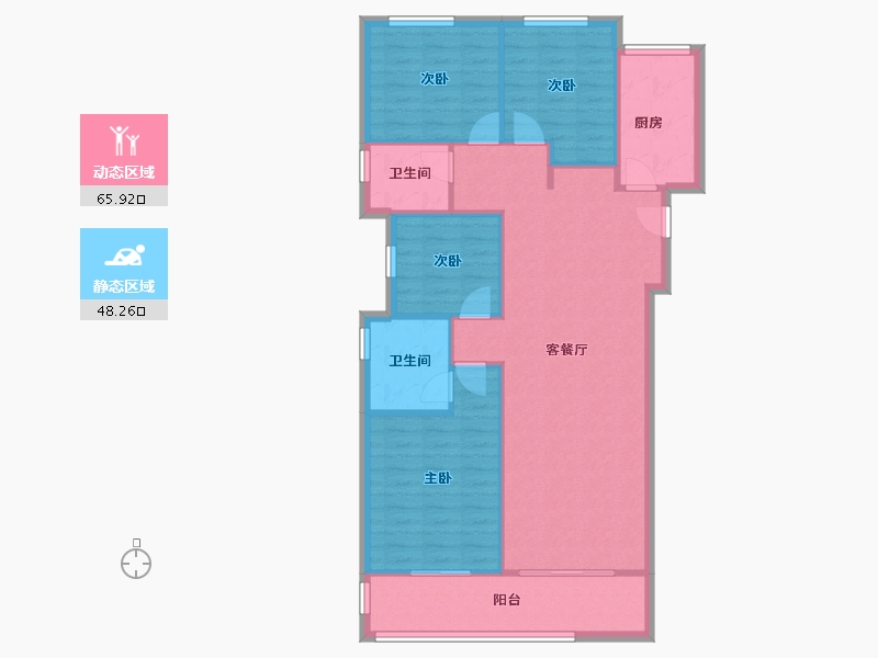 湖南省-长沙市-弘阳昕悦府-111.00-户型库-动静分区