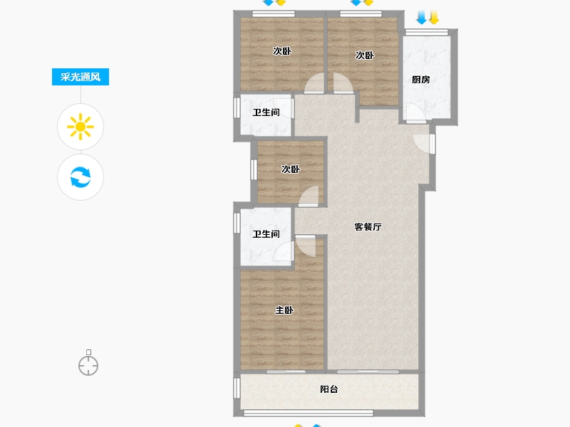 湖南省-长沙市-弘阳昕悦府-111.00-户型库-采光通风