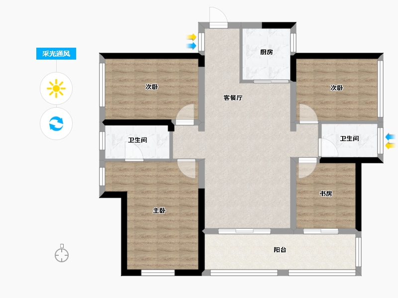 广西壮族自治区-南宁市-江南中交公园学府-85.00-户型库-采光通风