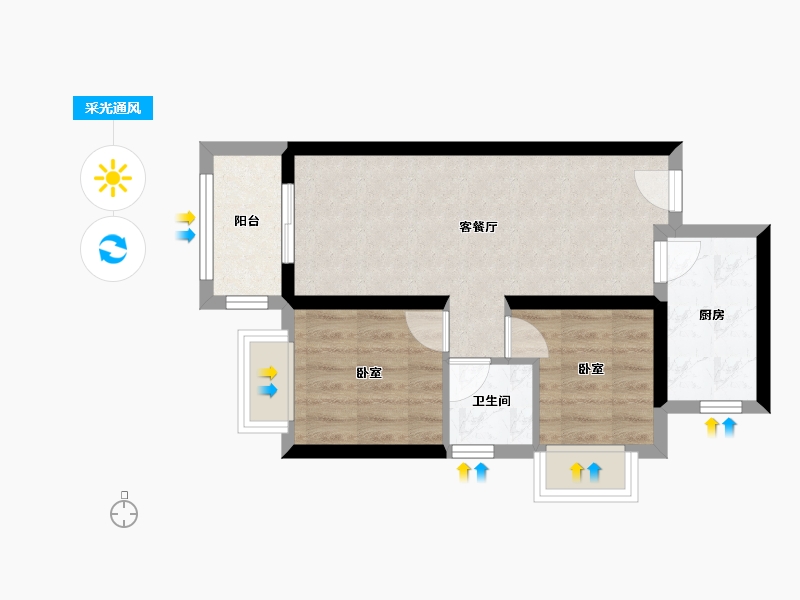 广东省-深圳市-京基璟誉府-46.28-户型库-采光通风