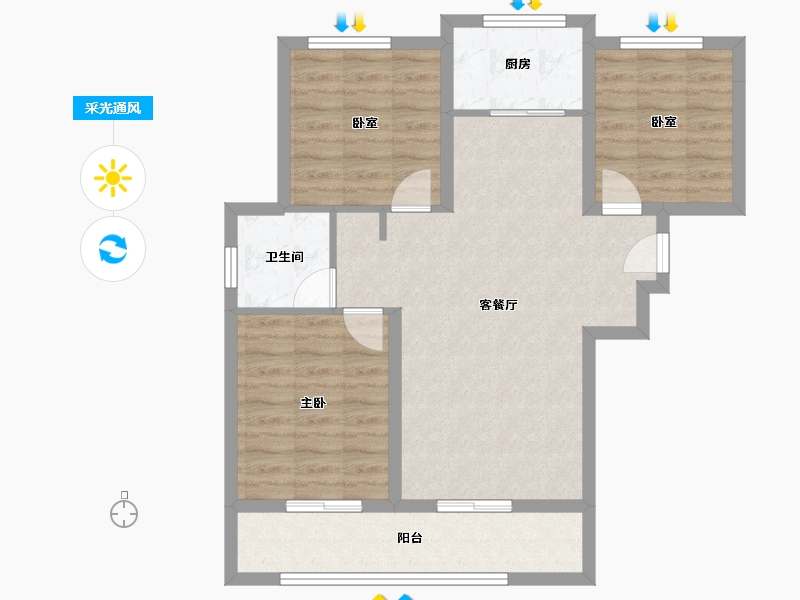 甘肃省-庆阳市-元熙府-77.62-户型库-采光通风