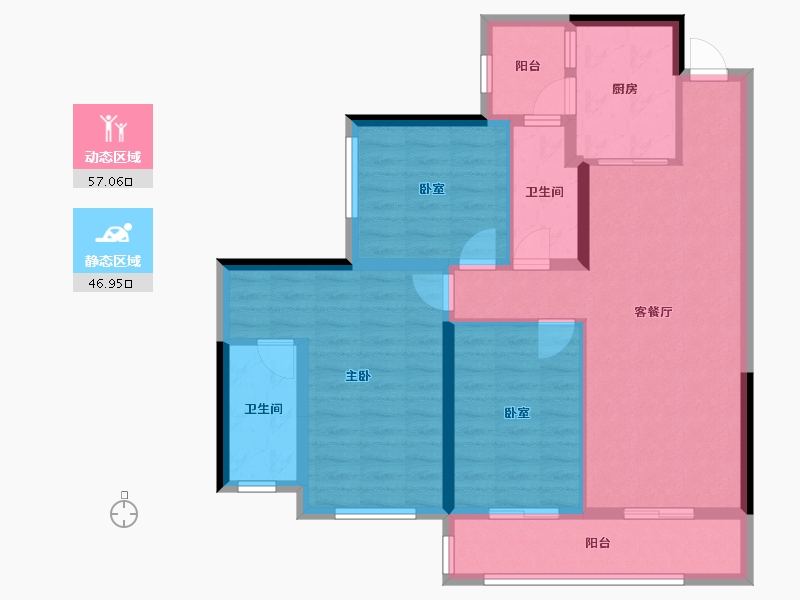 云南省-昆明市-邦泰悦九章彩云-92.57-户型库-动静分区