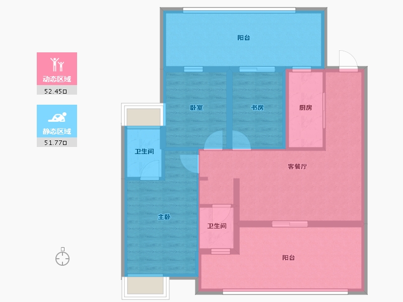 湖北省-武汉市-恺德雲麓-92.57-户型库-动静分区