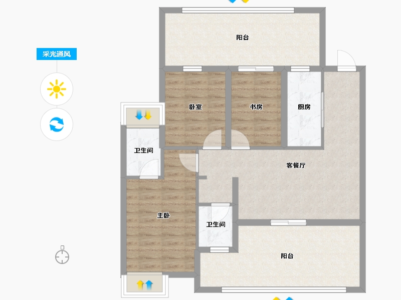 湖北省-武汉市-恺德雲麓-92.57-户型库-采光通风