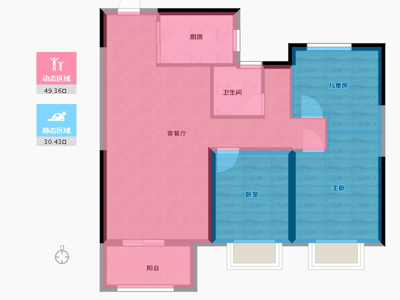 河南省-郑州市-高新城开·松云缦-71.21-户型库-动静分区