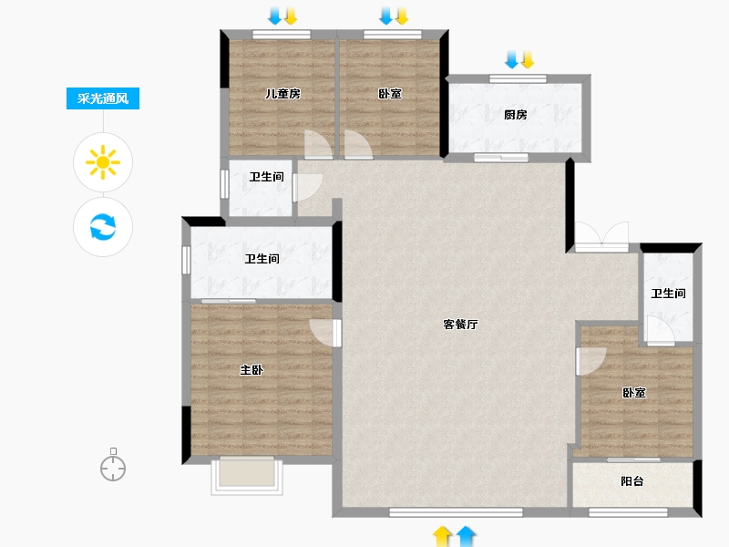 安徽省-马鞍山市-德信嘉源江山云境-140.75-户型库-采光通风