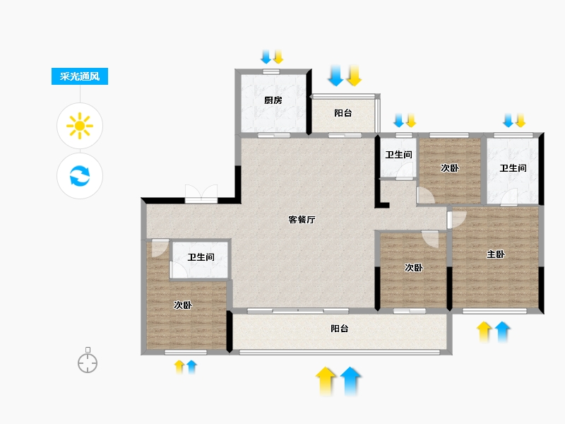 四川省-成都市-高投新川锦萃-160.73-户型库-采光通风