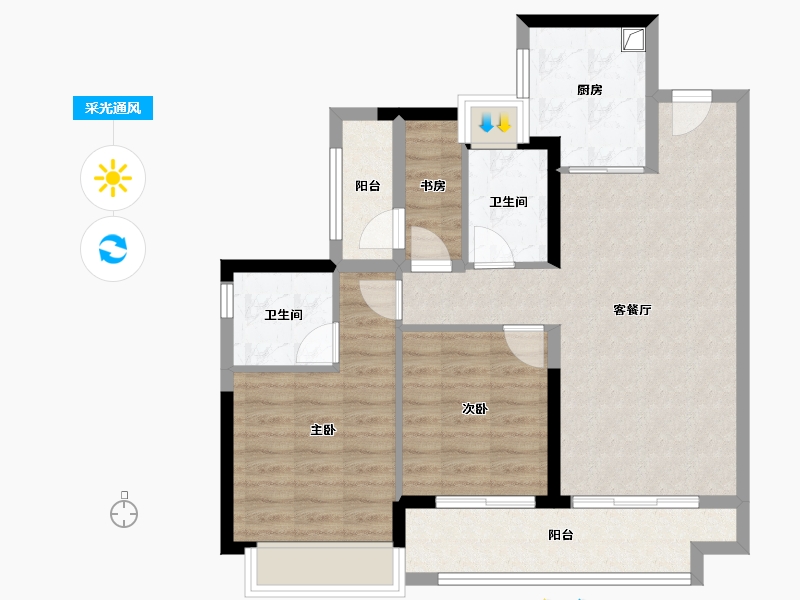 广东省-佛山市-大华紫樾府-79.56-户型库-采光通风