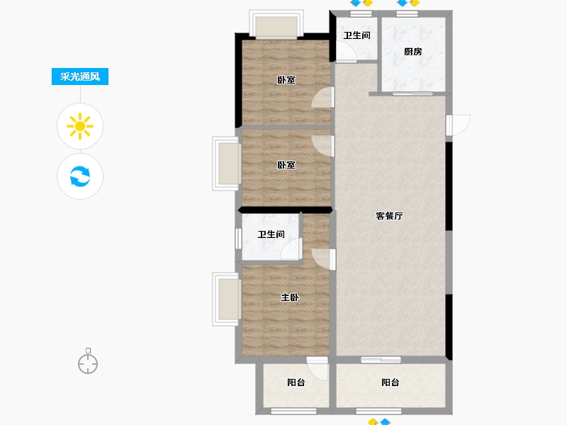 湖北省-襄阳市-幸福尚品-99.50-户型库-采光通风