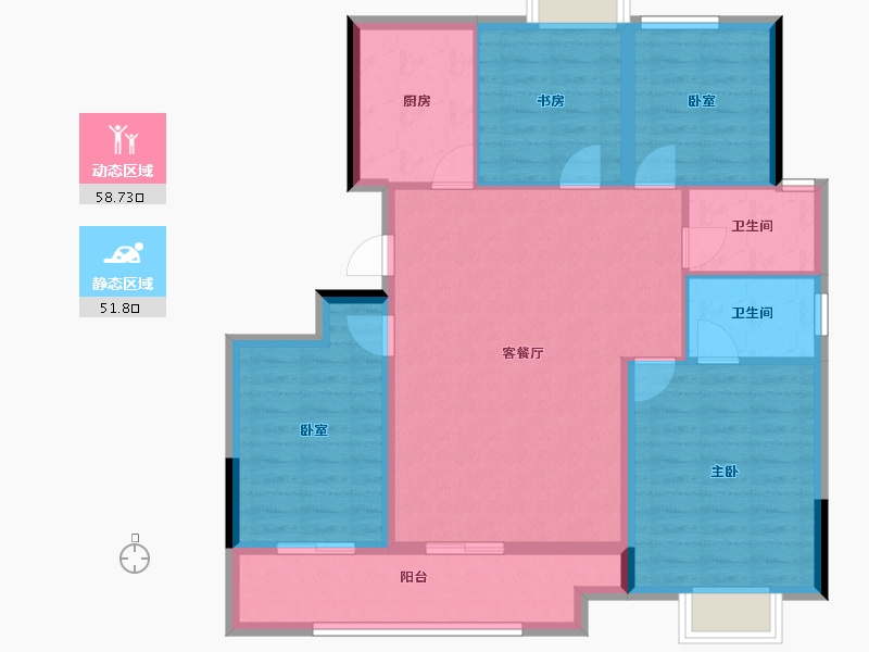 浙江省-宁波市-金昇云境-99.68-户型库-动静分区