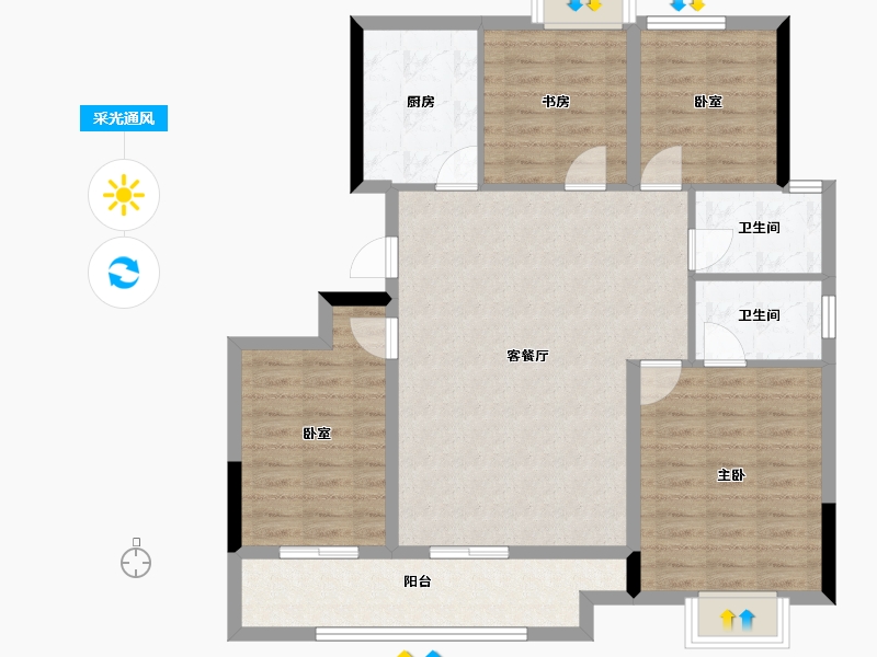 浙江省-宁波市-金昇云境-99.68-户型库-采光通风