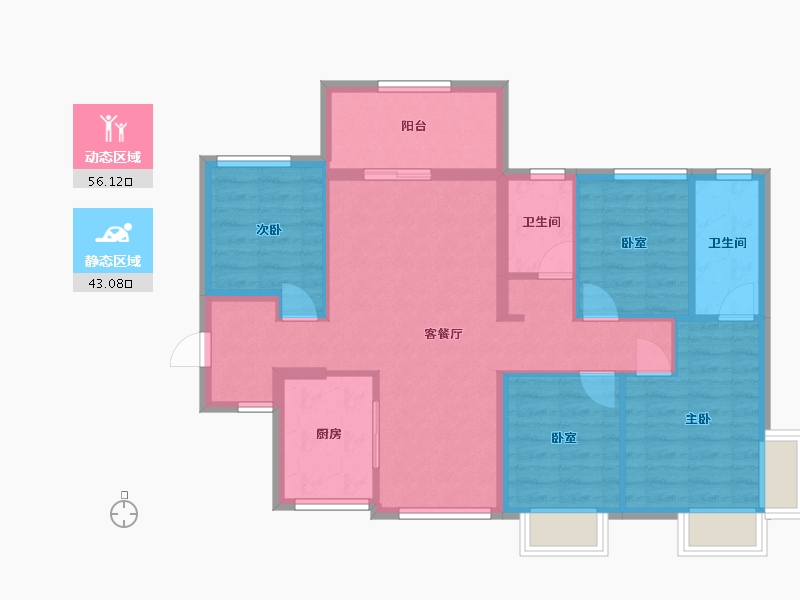 广东省-深圳市-满京华·金硕和府-88.67-户型库-动静分区