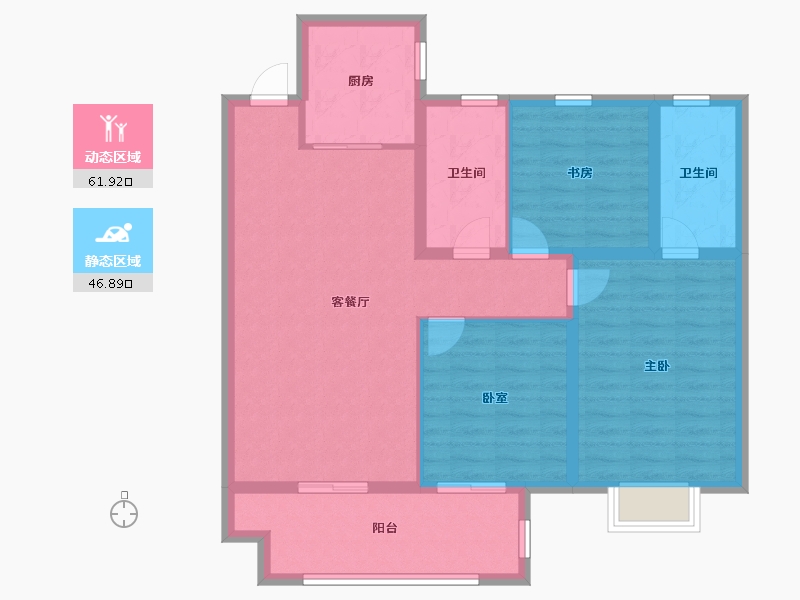 江苏省-宿迁市-富园玖宸府-97.96-户型库-动静分区