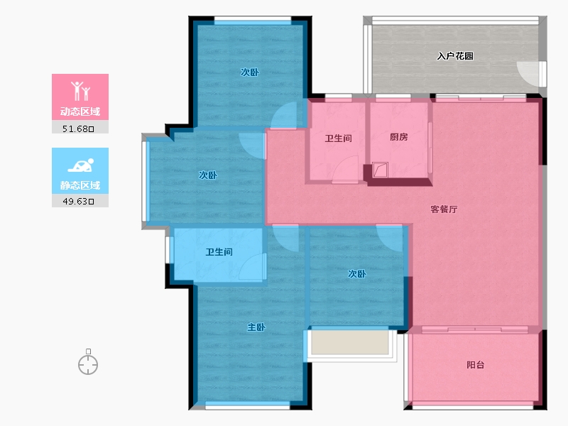 湖北省-恩施土家族苗族自治州-旭航·和樾府-102.02-户型库-动静分区