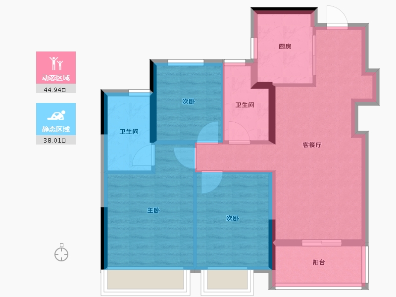 浙江省-杭州市-滨运锦绣里-73.82-户型库-动静分区