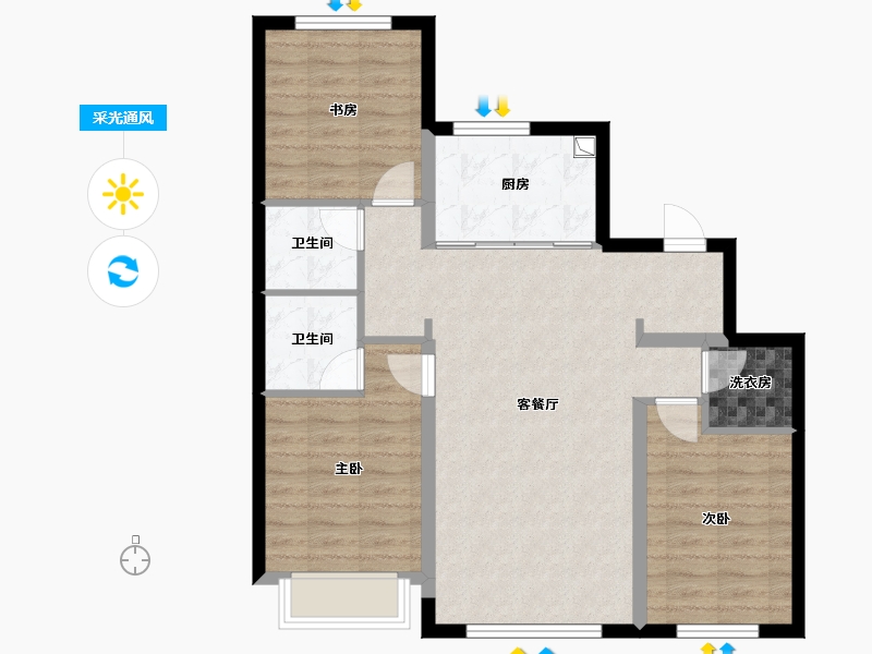 黑龙江省-哈尔滨市-汇龙云锦壹号院-80.21-户型库-采光通风