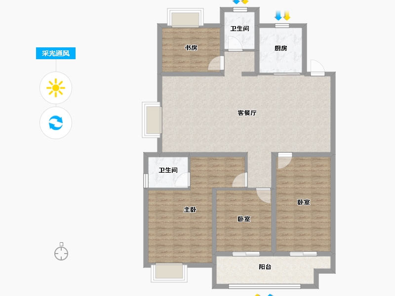 江苏省-宿迁市-富园玖宸府-122.86-户型库-采光通风