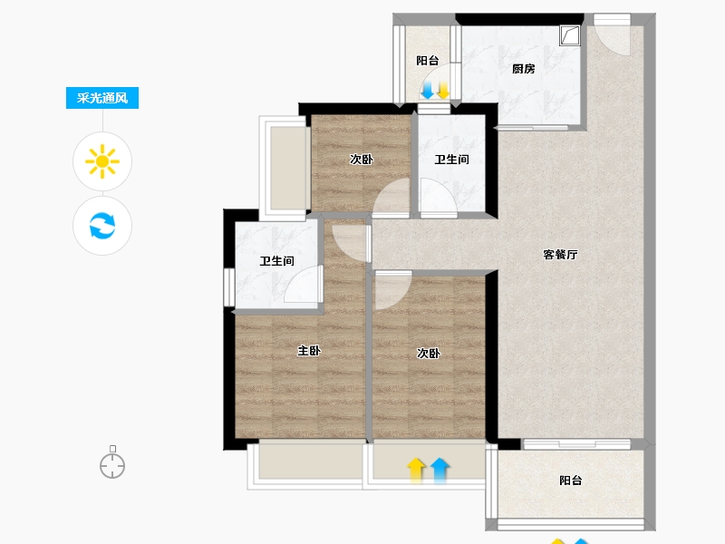 广东省-深圳市-京基璟誉府-66.63-户型库-采光通风