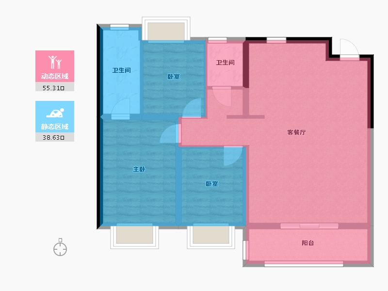 江苏省-无锡市-青云琚-84.44-户型库-动静分区