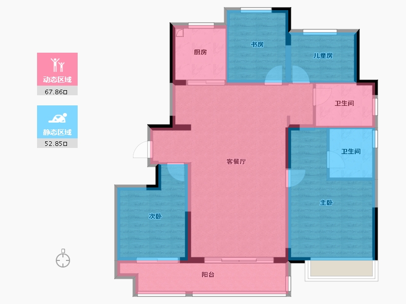 山东省-泰安市-天物蓝城·桂语湖畔-108.80-户型库-动静分区