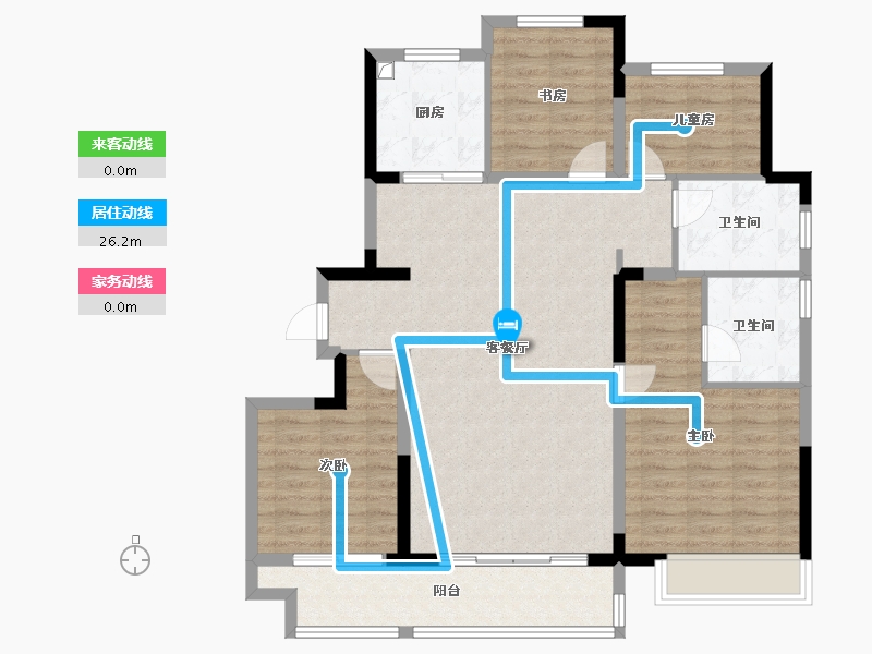 山东省-泰安市-天物蓝城·桂语湖畔-108.80-户型库-动静线