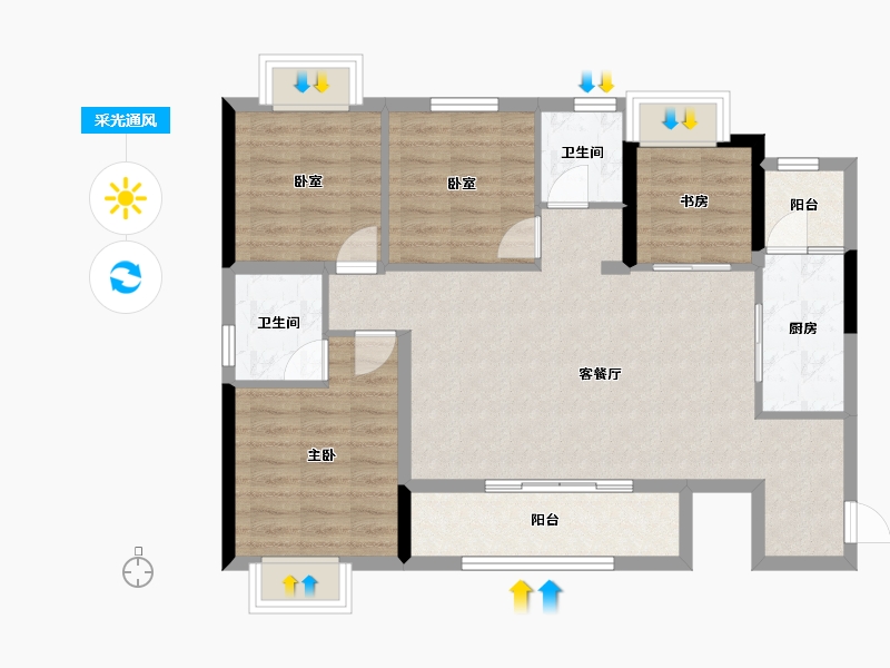 四川省-成都市-棠湖楠庭-89.88-户型库-采光通风