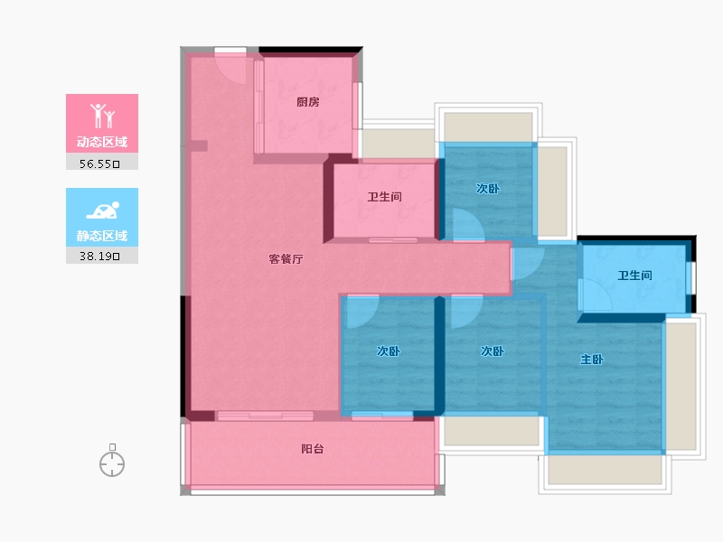 广东省-深圳市-满京华·金硕和府-84.33-户型库-动静分区