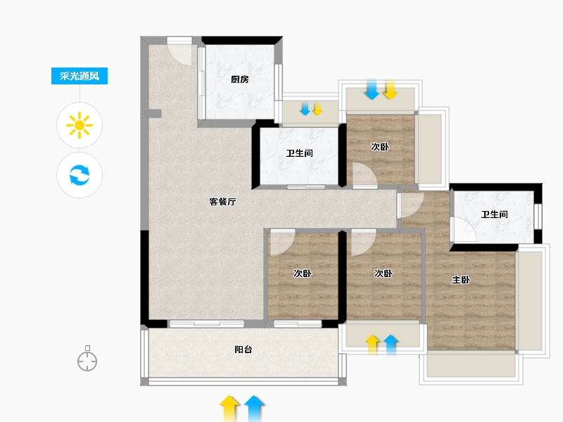 广东省-深圳市-满京华·金硕和府-84.33-户型库-采光通风