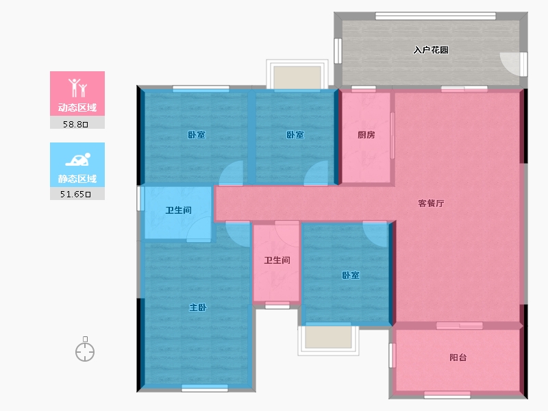 湖北省-恩施土家族苗族自治州-旭航·和樾府-112.24-户型库-动静分区