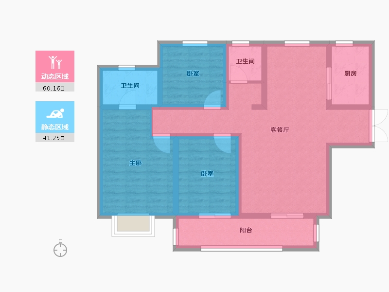 陕西省-宝鸡市-壹号公园-104.80-户型库-动静分区