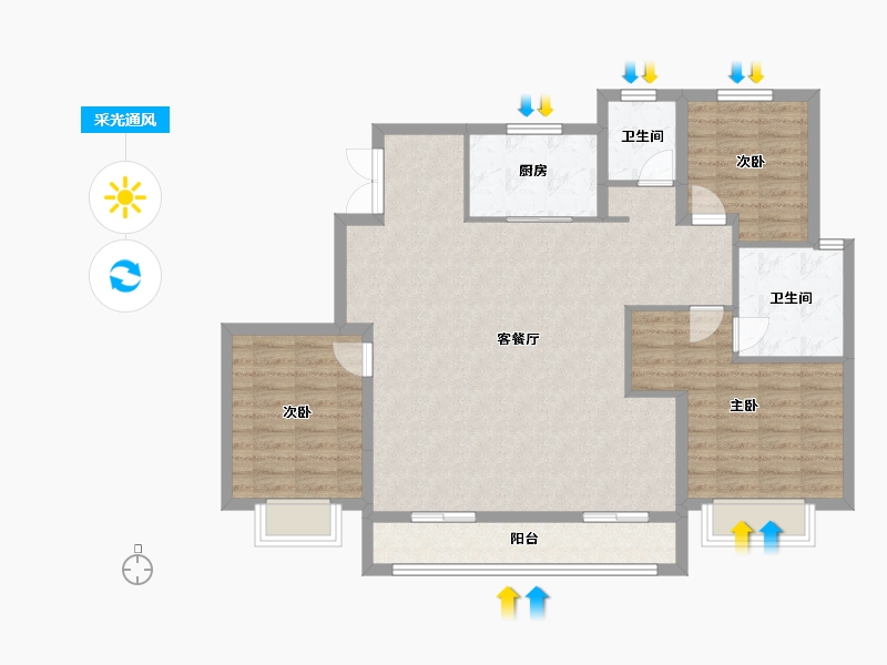 陕西省-西安市-大华锦绣年华-110.45-户型库-采光通风