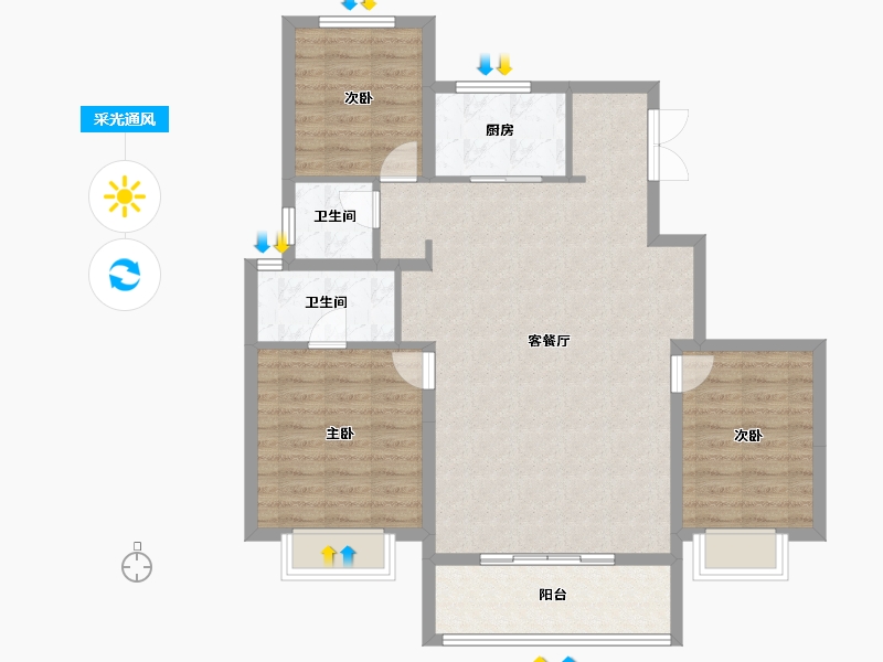 陕西省-西安市-大华锦绣年华-98.20-户型库-采光通风