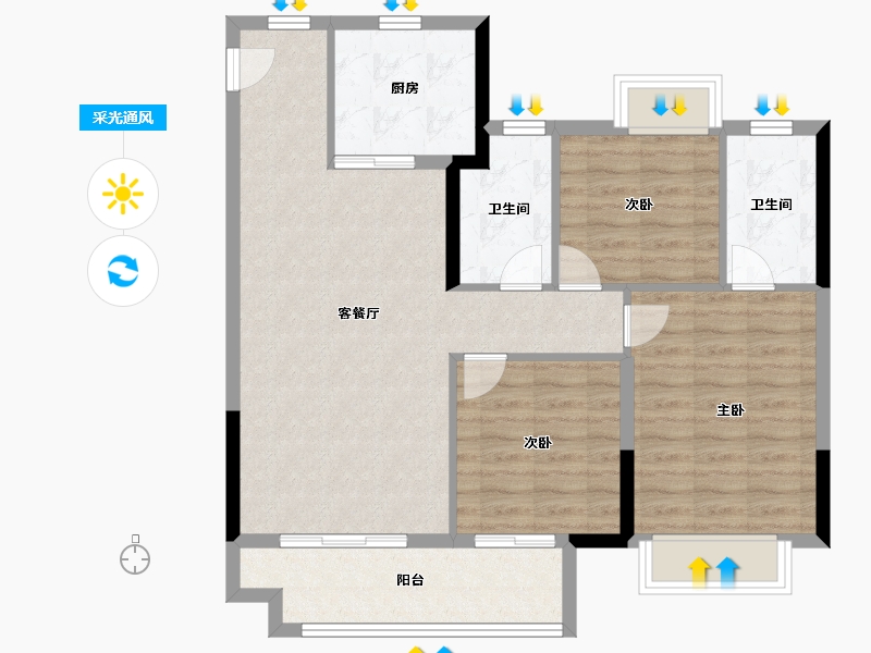 江西省-赣州市-保利·堂悦-88.00-户型库-采光通风