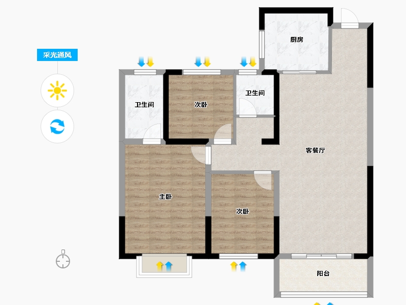 山西省-大同市-天誉铭都-100.30-户型库-采光通风