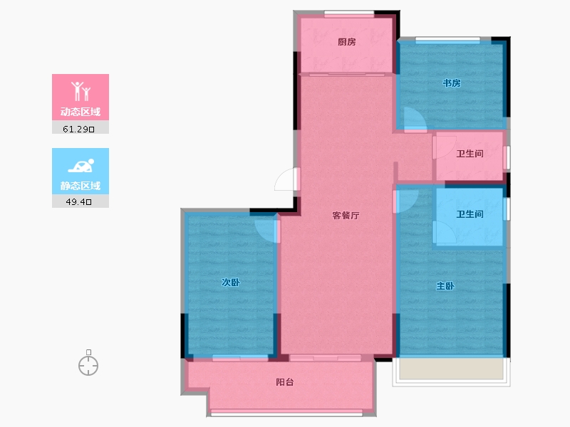 安徽省-亳州市-建投东方名府玖著-100.00-户型库-动静分区