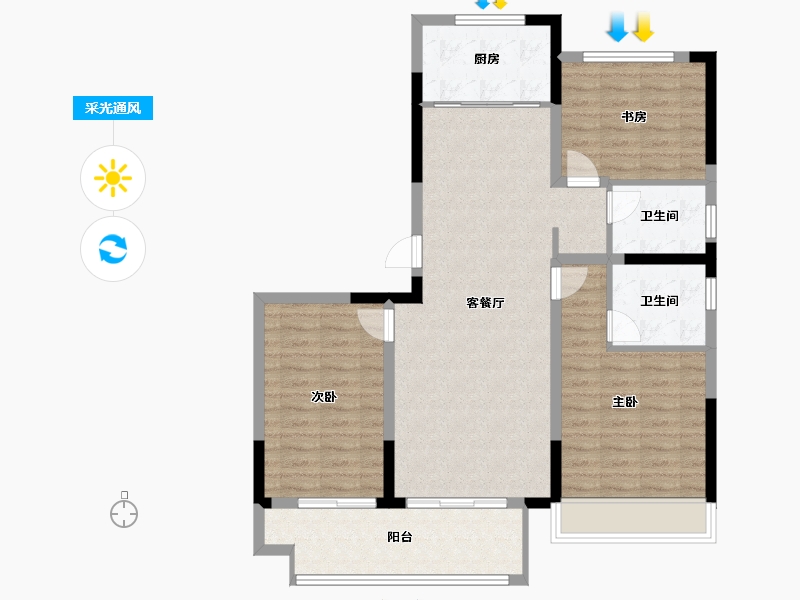 安徽省-亳州市-建投东方名府玖著-100.00-户型库-采光通风