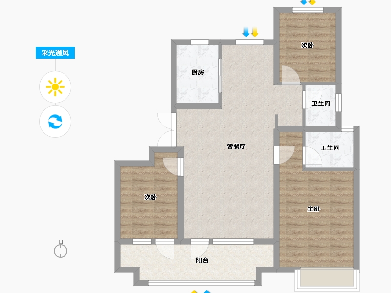 山东省-德州市-夏津阳光意境-92.00-户型库-采光通风