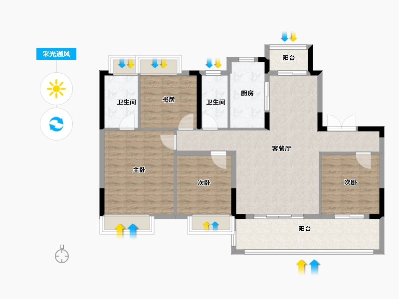 江西省-南昌市-江铃祥云瑞园-115.00-户型库-采光通风