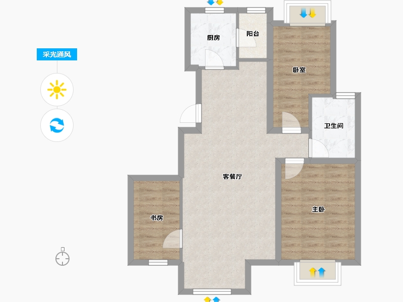 辽宁省-丹东市-山水雅园-106.00-户型库-采光通风