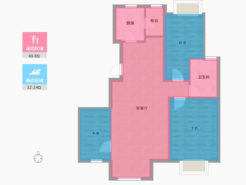 辽宁省-丹东市-山水雅园-106.00-户型库-动静分区