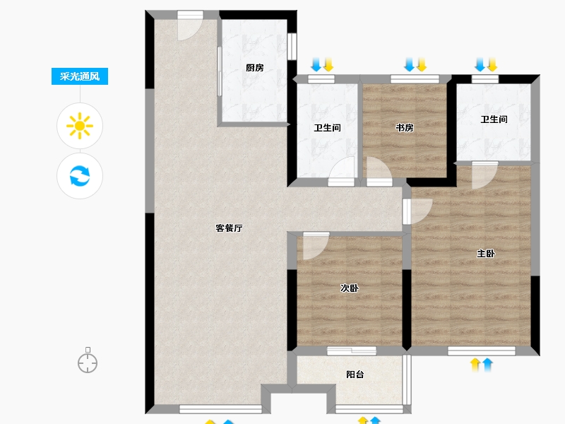 山东省-济南市-金茂悦家园北区-88.00-户型库-采光通风