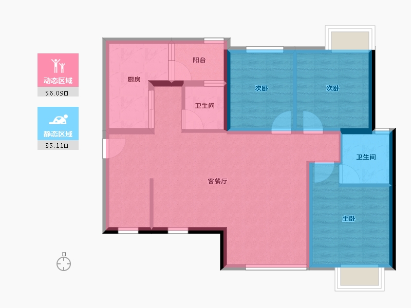 四川省-成都市-西璟台-81.18-户型库-动静分区