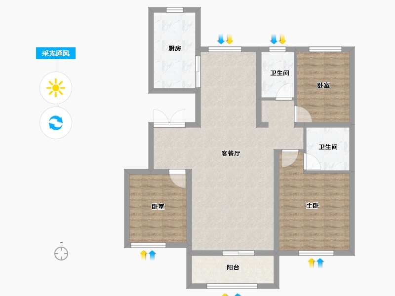 新疆维吾尔自治区-伊犁哈萨克自治州-星河湾-93.00-户型库-采光通风