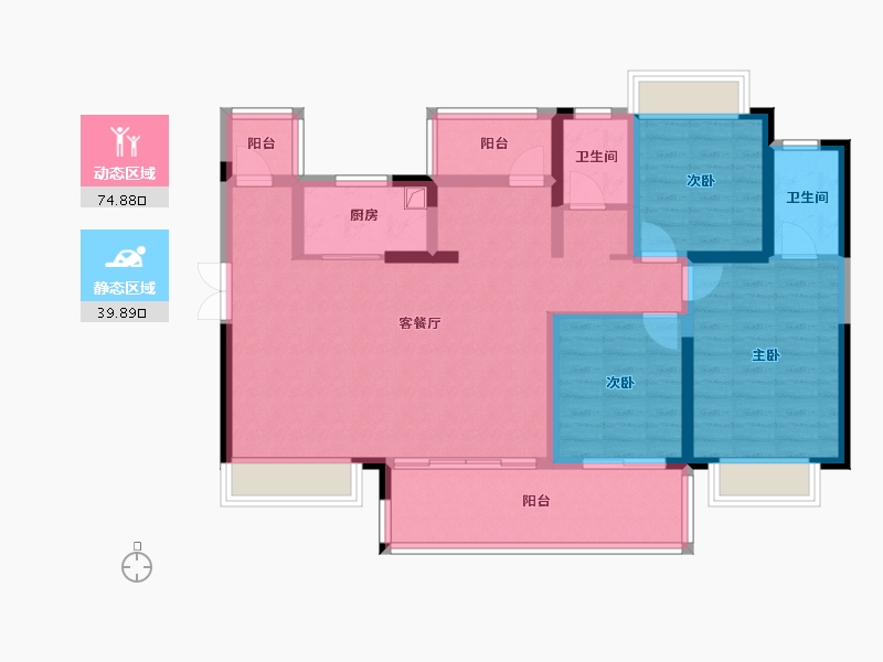 四川省-成都市-万达华庭-100.00-户型库-动静分区