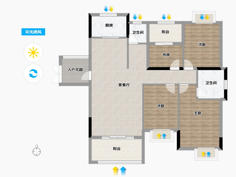 湖南省-岳阳市-滨湖新境界-116.80-户型库-采光通风