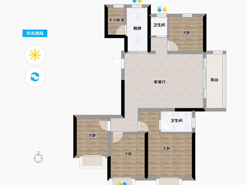 甘肃省-兰州市-华陇·滨河湾-89.05-户型库-采光通风