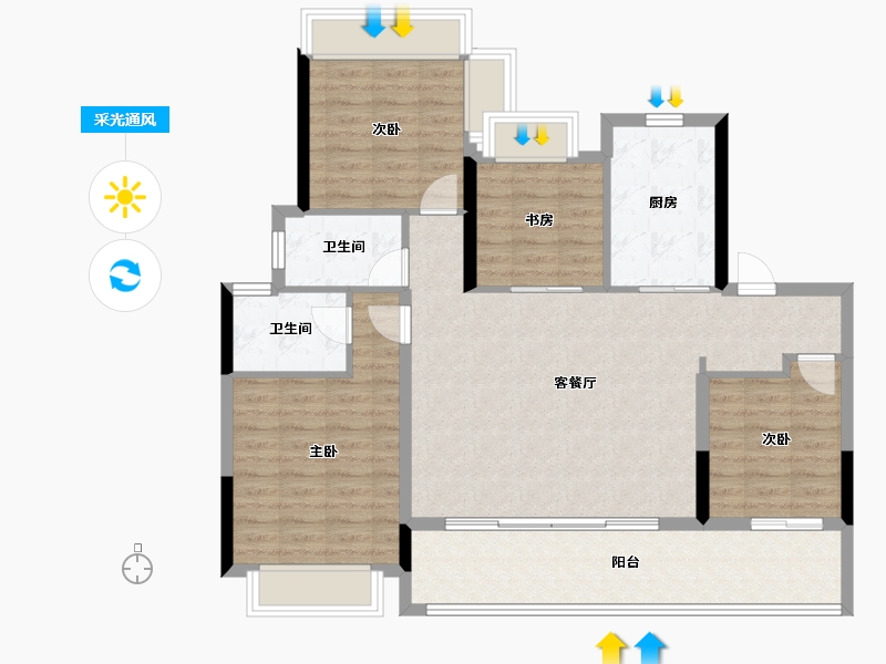 江苏省-苏州市-建发云湖上-103.20-户型库-采光通风