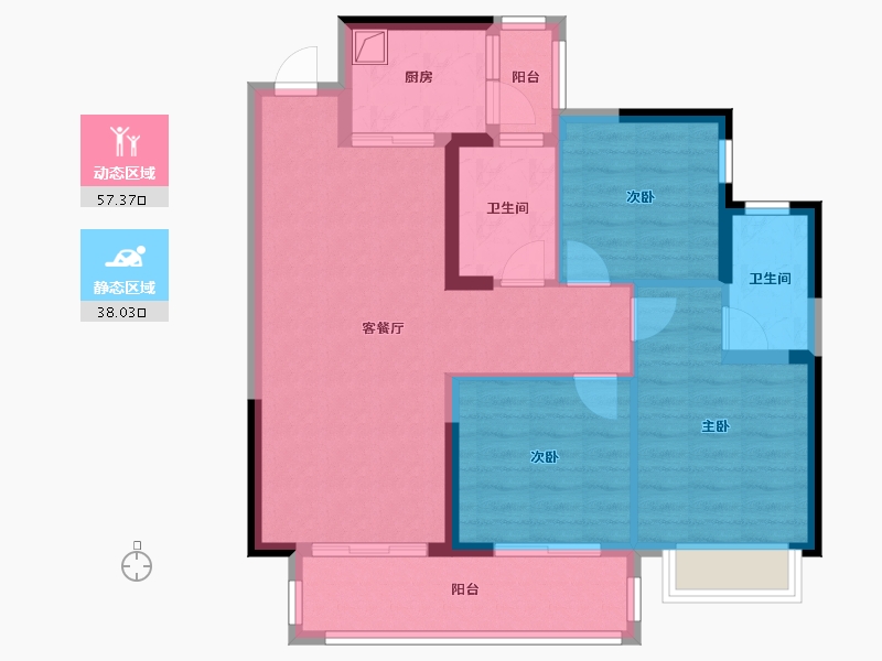 广西壮族自治区-梧州市-裕达十里江湾-85.88-户型库-动静分区